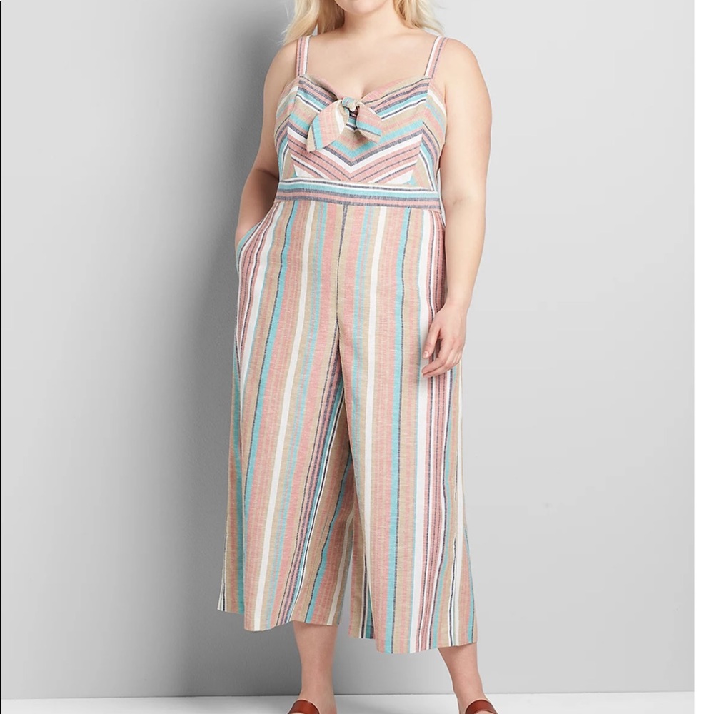 Lane Bryant Cropped cotton/linen jumpsuit